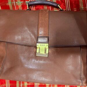 Vintage retro Tumi Chestnut Leather laptop bag briefcase